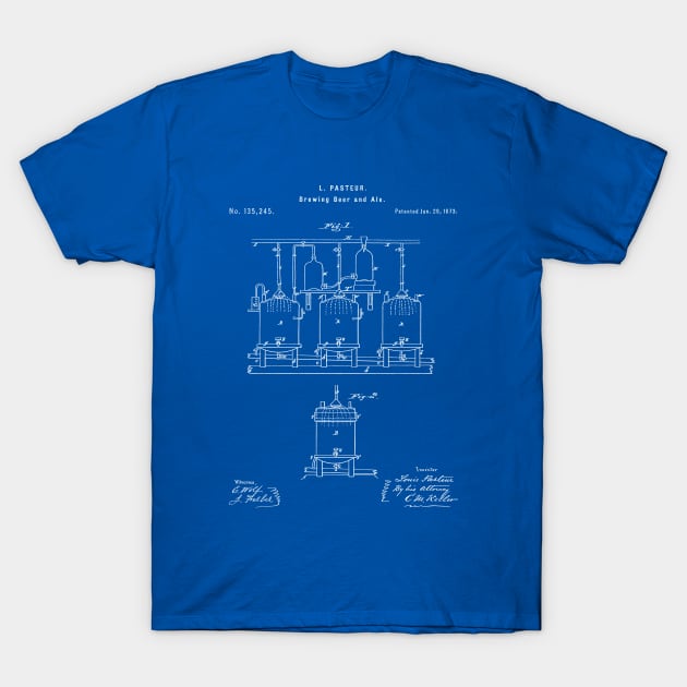 Beer Patent - Brewing Beer Art - Blueprint T-Shirt by patentpress